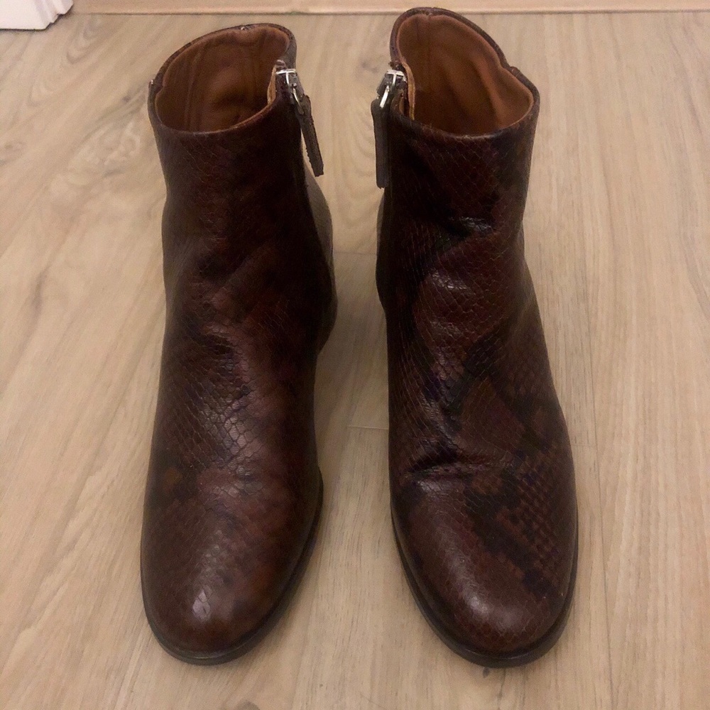 Massimo Dutti Brown Leather Snakeskin Boots US 7